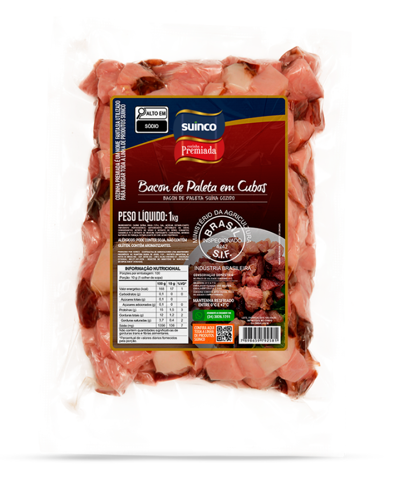 BACON PALETA EM CUBOS 1KG