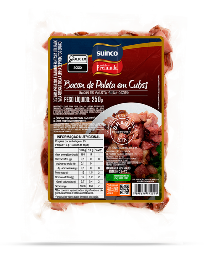 Bacon Paleta em Cubos 250g