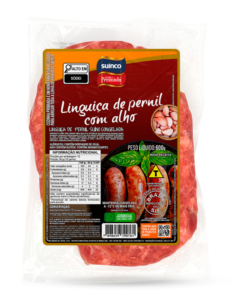 LINGUIÇA DE PERNIL COM ALHO CONGELADA