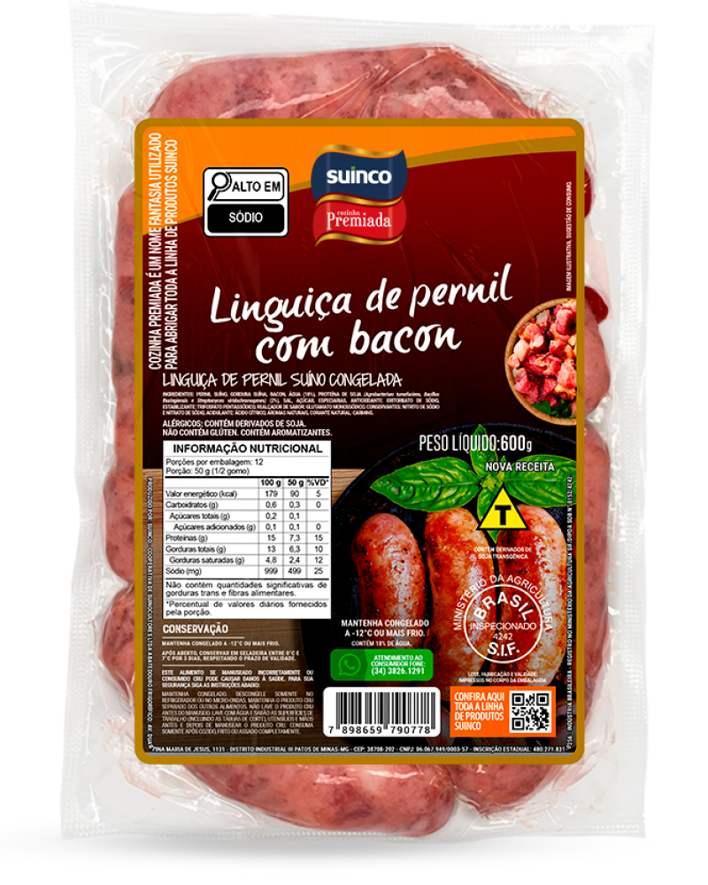 LINGUIÇA DE PERNIL COM BACON CONGELADA