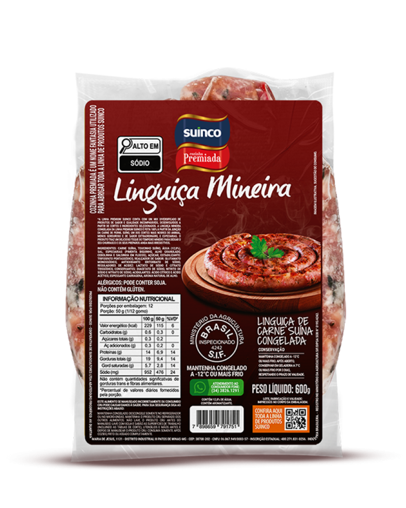 LINGUIÇA MINEIRA SUINCO CONGELADA