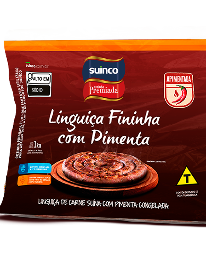 LINGUIÇA FININHA COM PIMENTA CONGELADA SUINCO 1KG