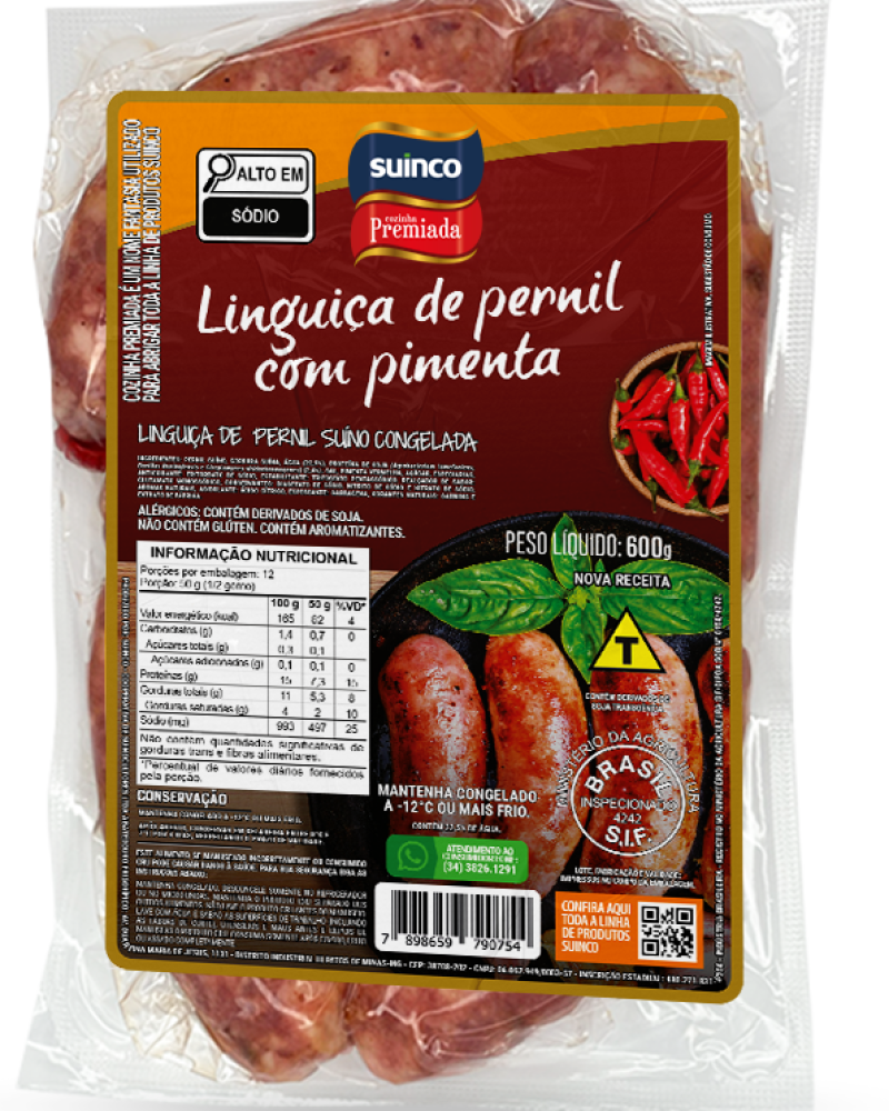 LINGUIÇA DE PERNIL COM PIMENTA CONGELADA