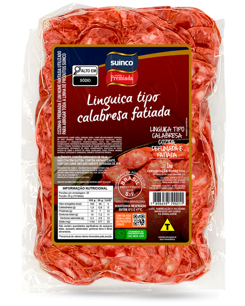 LINGUIÇA TIPO CALABRESA FATIADA 1KG