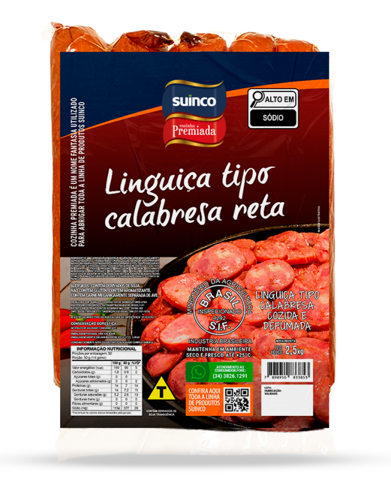 LINGUIÇA TIPO CALABRESA RETA 2,5KG