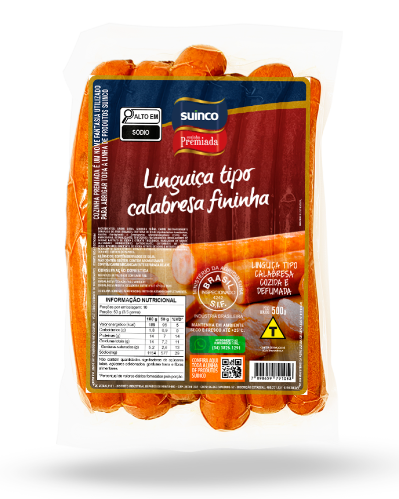 LINGUIÇA TIPO CALABRESA FININHA 500G