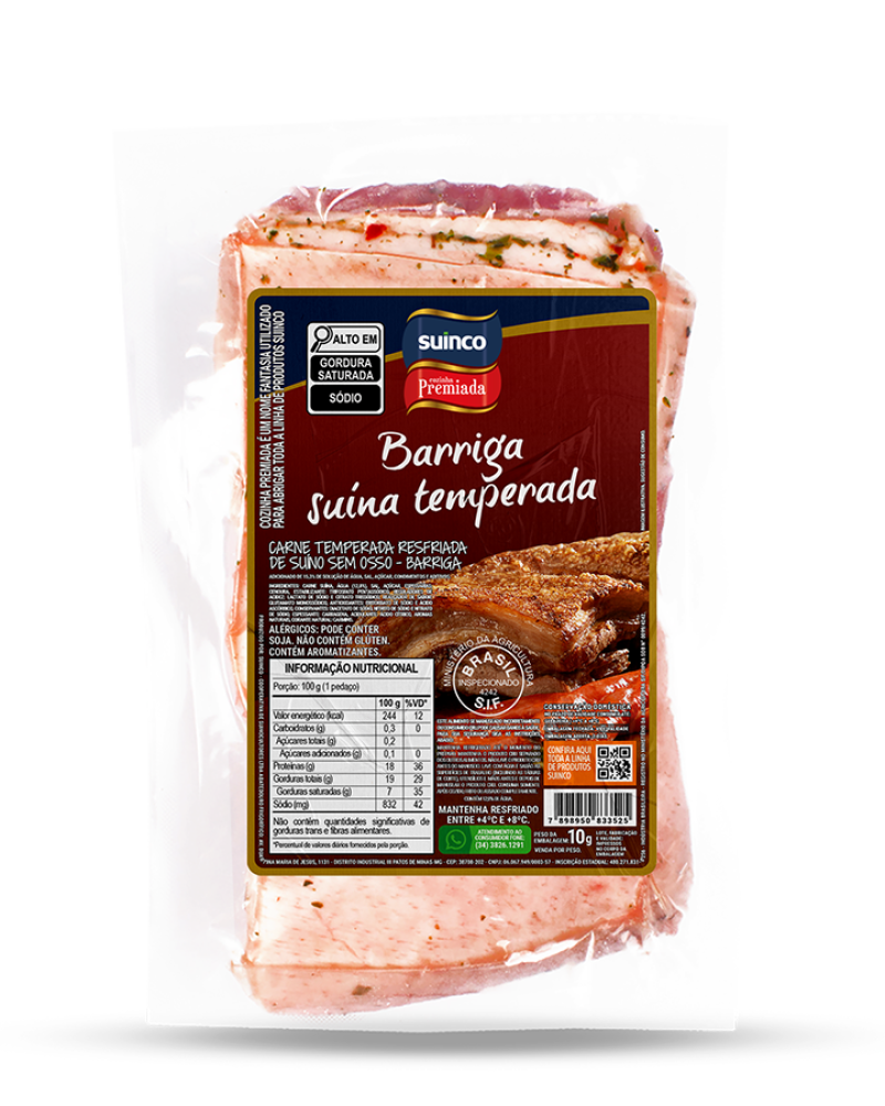 BARRIGA SUÍNA TEMPERADA RESFRIADA