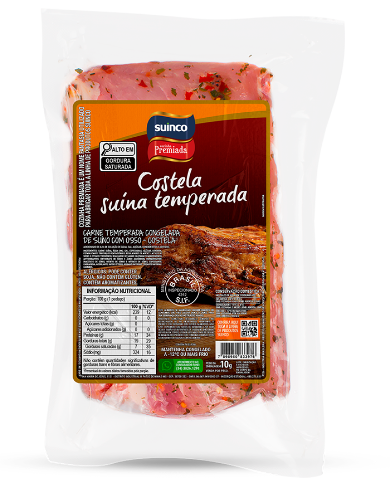 COSTELA SUÍNA TEMPERADA CONGELADA