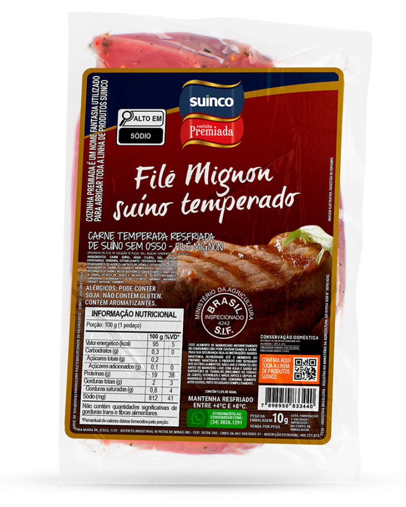 FILÉ MIGNON SUÍNO TEMPERADO RESFRIADO