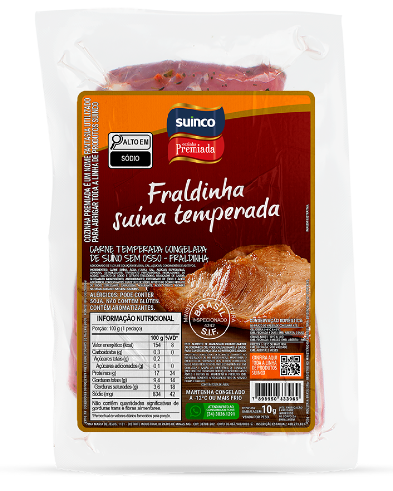 FRALDINHA SUÍNA TEMPERADA CONGELADA