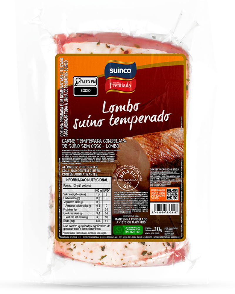 LOMBO SUÍNO TEMPERADO CONGELADO