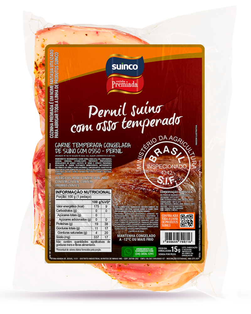 PERNIL SUÍNO COM OSSO TEMPERADO CONGELADO