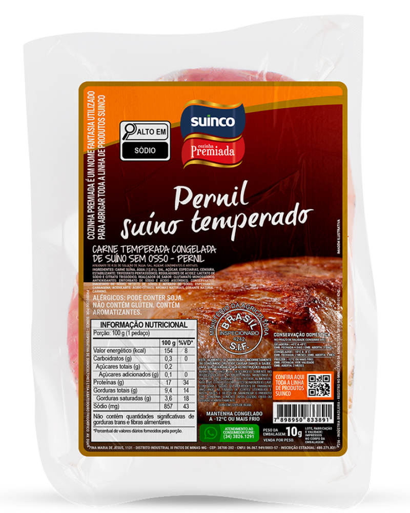 PERNIL SUÍNO SEM OSSO TEMPERADO CONGELADO