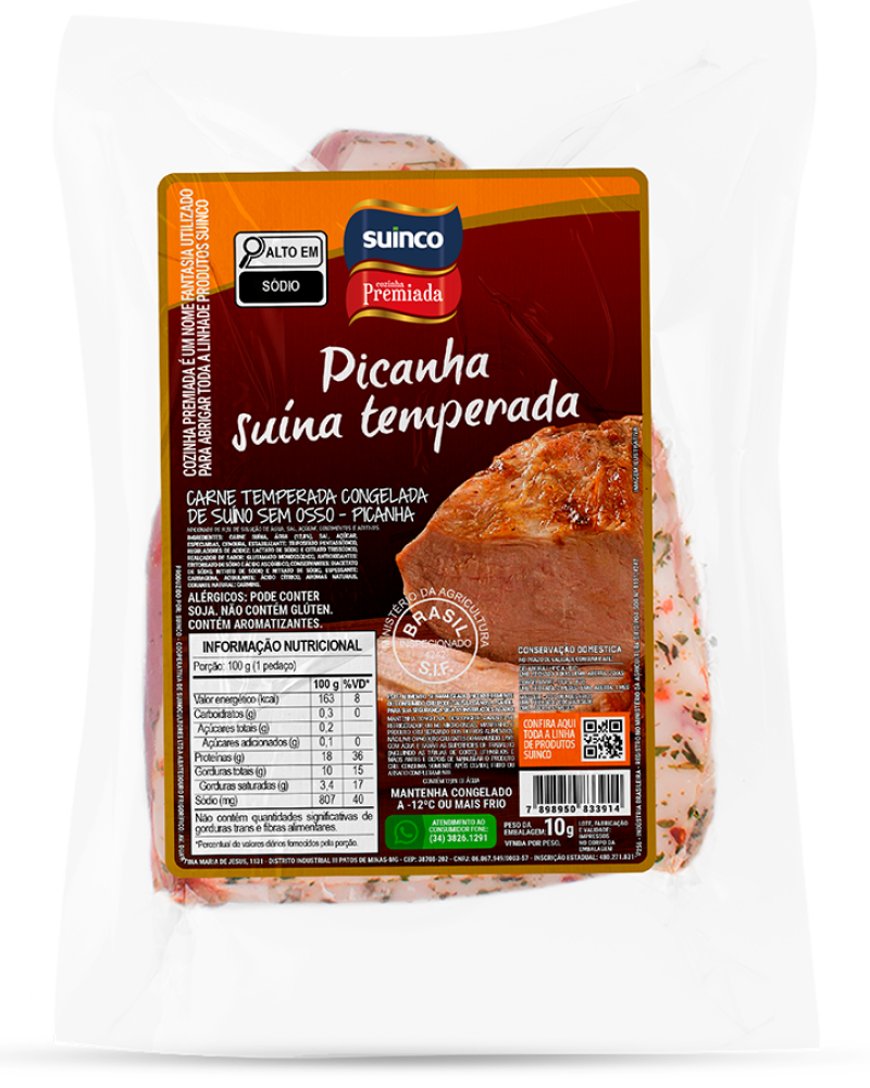 PICANHA SUÍNA TEMPERADA CONGELADA