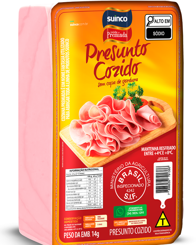 PRESUNTO COZIDO SEM CAPA DE GORDURA RETANGULAR