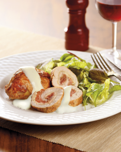 ESCALOPE OF PORK RUMP WITH PARMA AND PROVOLONE