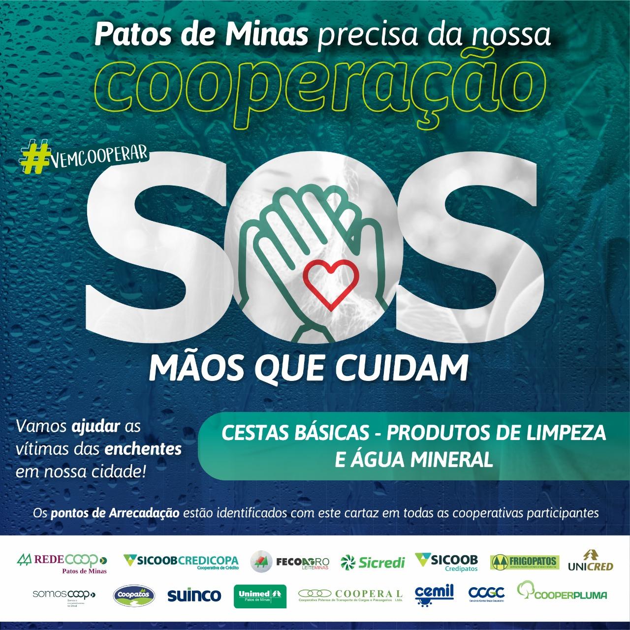 Rede Coop Patos de Minas lança campanha para ajudar famílias desabrigadas por causa da chuva